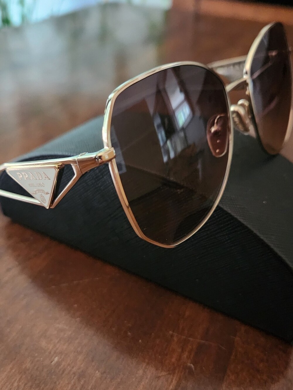 Authentic - Prada Gold Frame Sunglasses with Brown Lenses